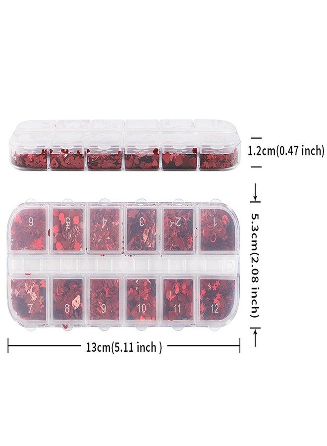 SARATA Valentine's Day Heart Glitter Sequins for Nail Art Butterfly Heart Charms Christmas Nails Hollow-Out Flakes Heart Letter 3D Holographic Love Sparkle for Nail Decor Body DIY Crafts 12PCS - Image 5